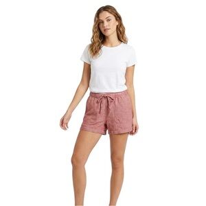 C C California 100% Linen Short Sz M Coral Pull On Comfy Casual Chic Beachy Boho